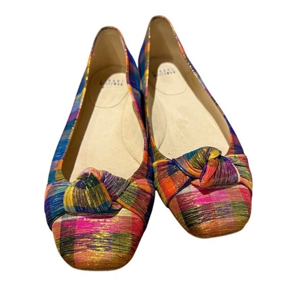 Stuart Weitzman Rainbow Shimmer Knot Flats Women’s Sz. 9 - Picture 1 of 5